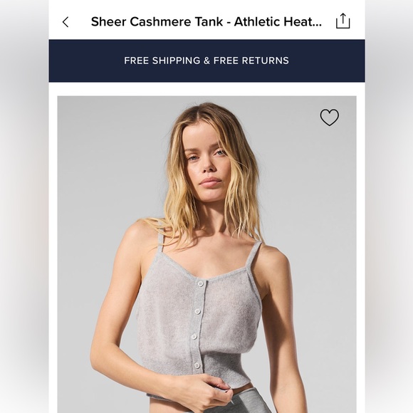 ALO Yoga Sheer Cashmere Tank - Athletic Heather Grey - Picture 2 of 5